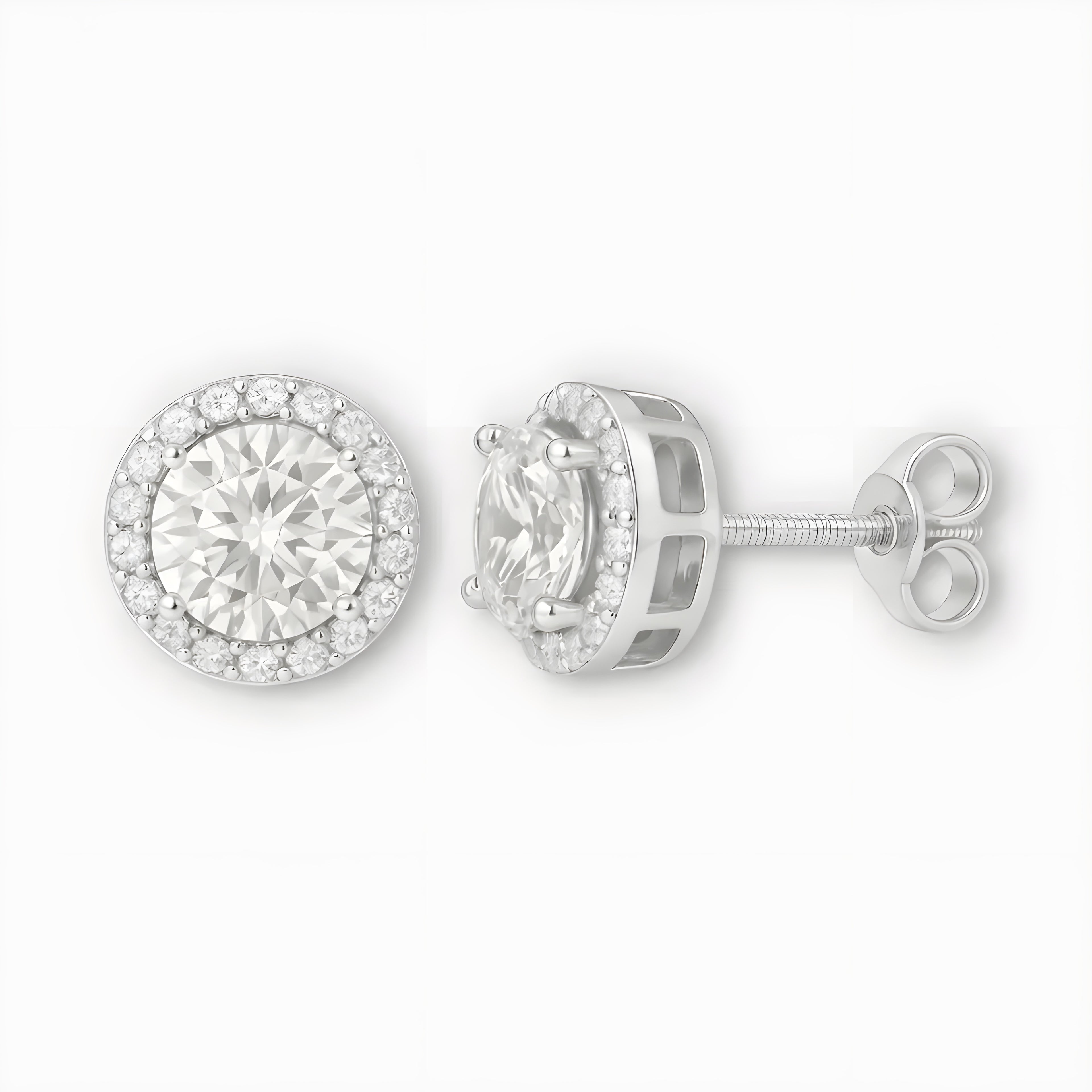 Moissanite Halo Earrings