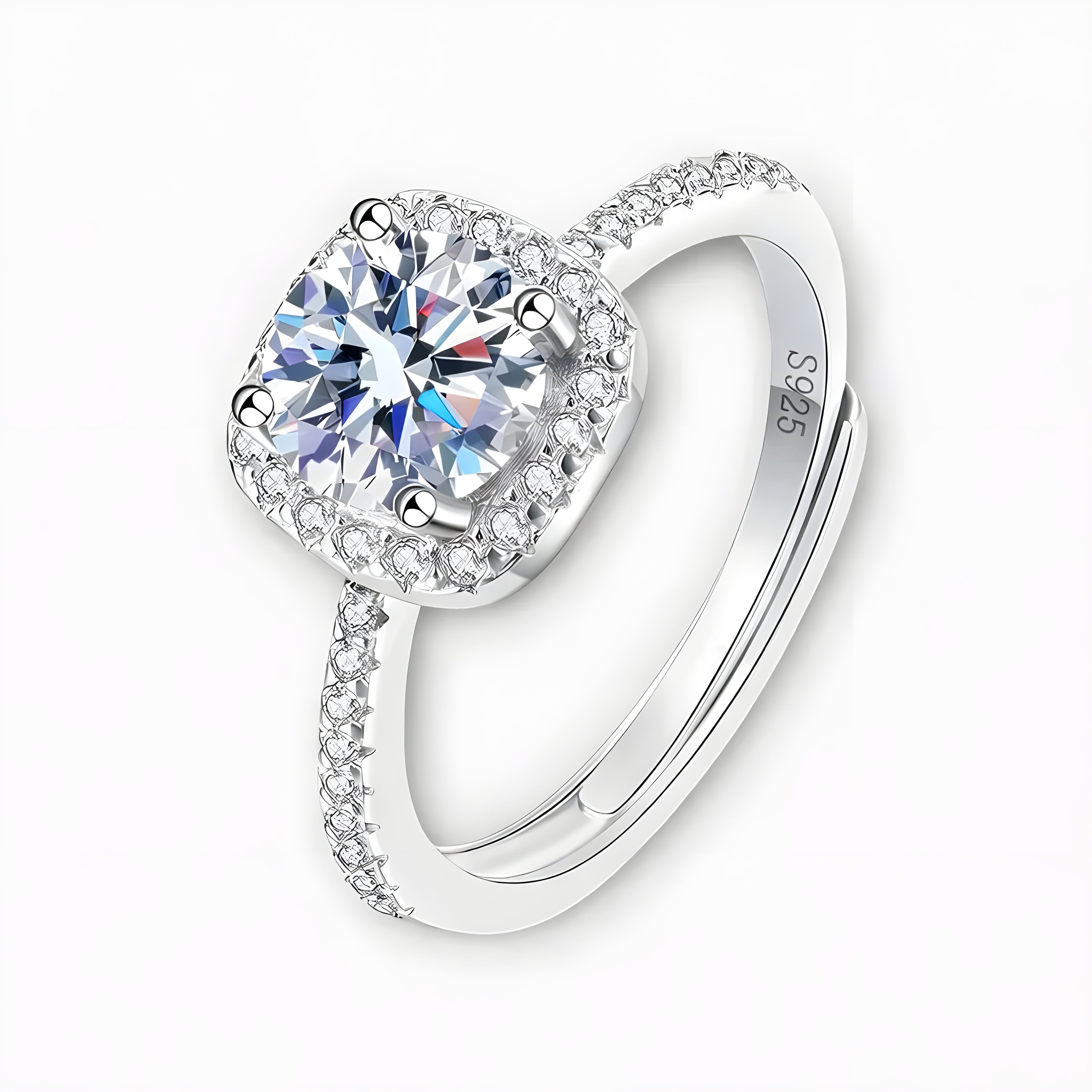 Moissanite Square Halo Rings