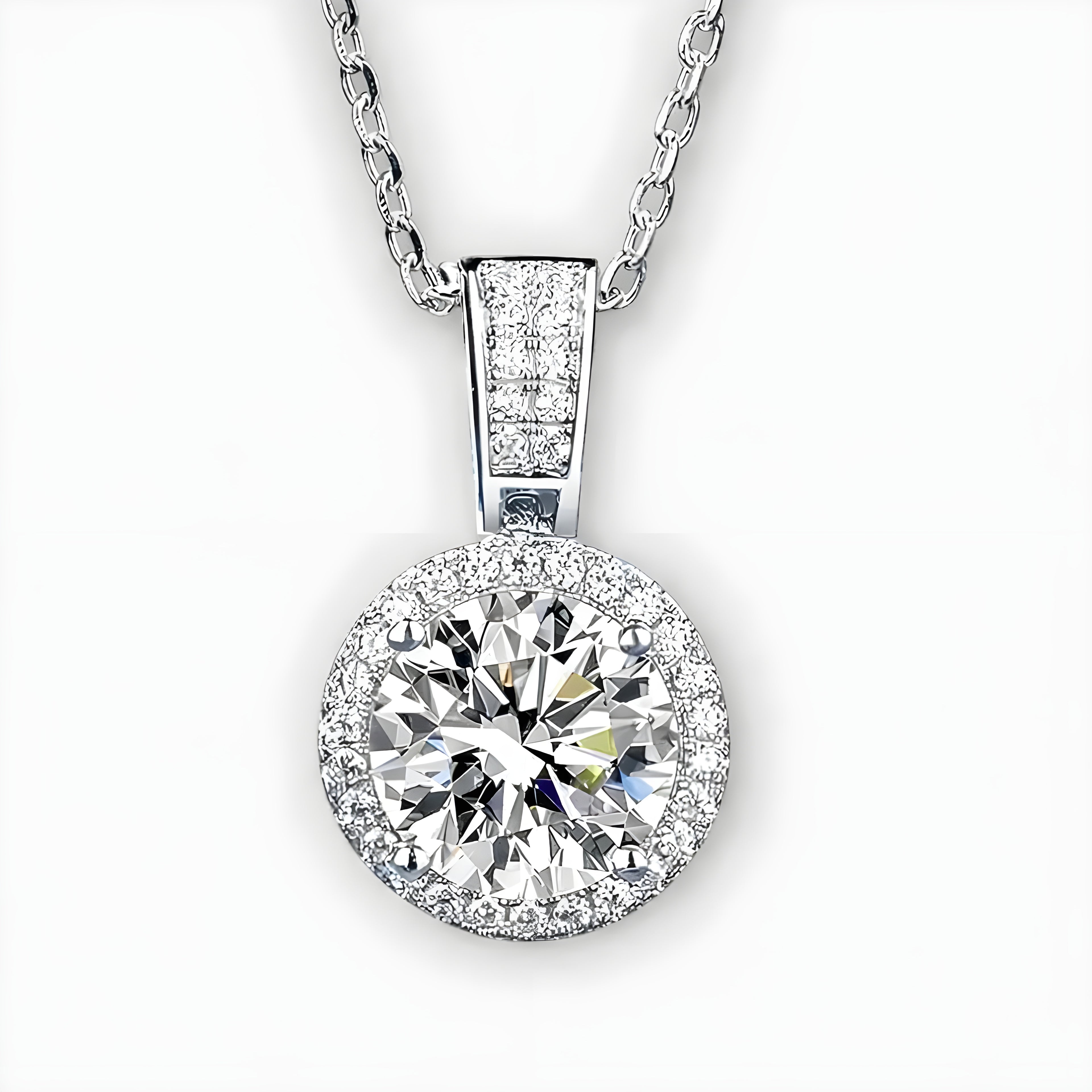 Moissanite Halo Necklace